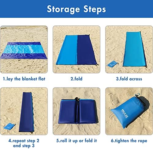MIULEE Beach Blanket Waterproof Sandproof, Extra Large 110" x 114" Beach Mat Oversized for 5-8 Adults, Portable Lightweight Outdoor Blanket with 4 Corner Pockets for Hiking, Picnic, Travel, Camping