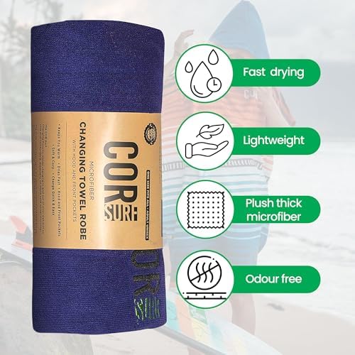COR Surf Poncho Changing Towel Robe with Hood and Front Pocket | Thick Quick Dry Microfiber Towel