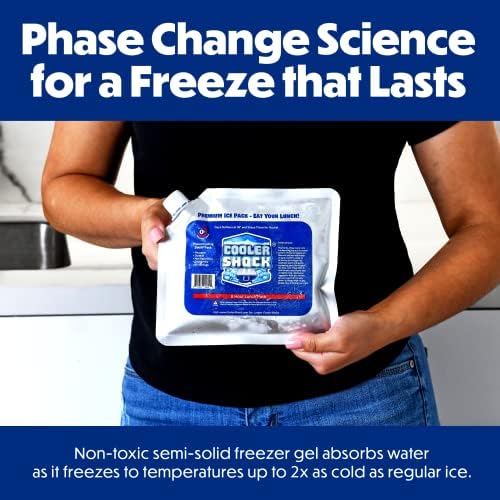 Cooler Shock Reusable Ice Packs for Cooler - Long Lasting Cold Freezer Packs for Coolers and Lunch Boxes - Cooler Ice Packs for Camping Gear, Fishing, Road Trips, Beach Must Haves