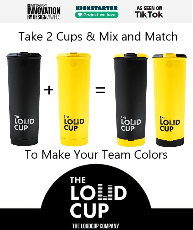 The LoudCup Tumbler + Stadium Horn - Insulated Cup Reusable Water Bottle Coffee Travel Mug - Worlds Loudest Cup for Game Day