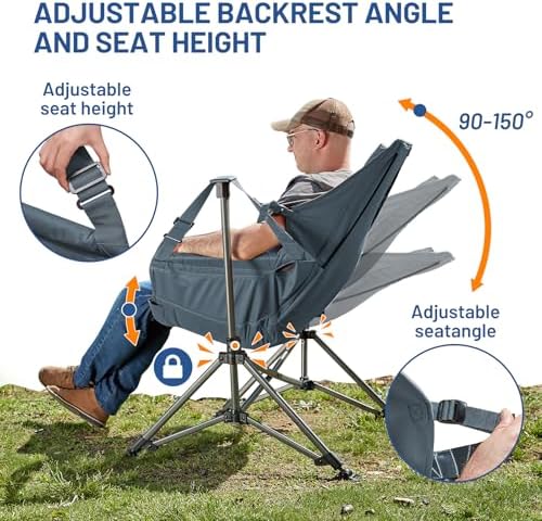 TIMBER RIDGE Hammock Camping Chair, Oversized Swinging Chair with Adjustable Back and Seat Height, Portable Folding Rocking Camping Chair for Outdoor Lawn, Backyard and Patio, Supports 400lbs