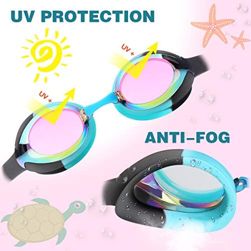Keary Kids Swim Goggles for Toddler Kids Youth(3-12),Anti-Fog Waterproof Anti-UV Clear Vision Water Pool Goggles