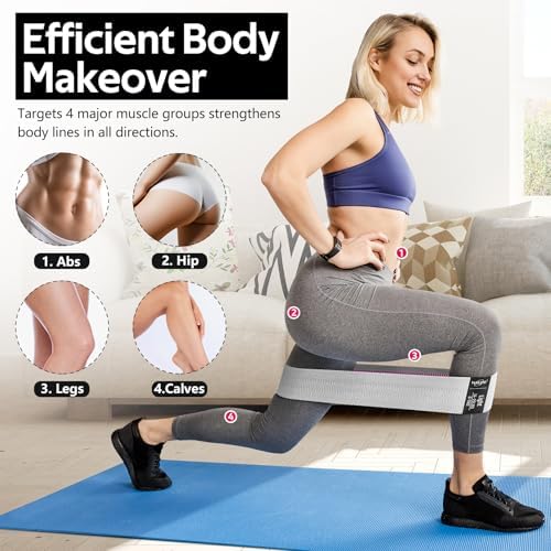 WALITO Resistance Bands for Legs and Butt, Fabric Exercise Loop Bands Yoga, Pilates, Rehab, Fitness and Home Workout, Strength Bands for Booty