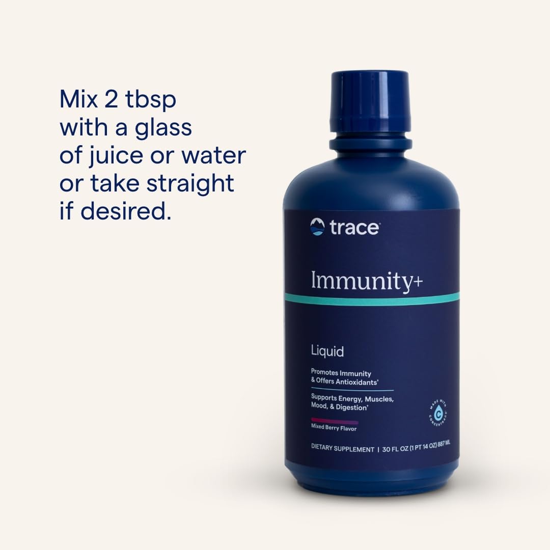 Trace Minerals Immunity Plus - Daily Liquid Supplement for Antioxidant Support - Immunity Support Supplement with Elderberry & Zinc - Ionic Trace Mineral Formula - Mixed Berry, 30 fl oz (30 Servings)