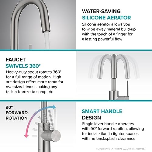 KRAUS Oletto Single Handle Kitchen Bar Faucet with QuickDock Top Mount Installation Assembly in Spot Free Antique Champagne Bronze, KPF-2600SFACB