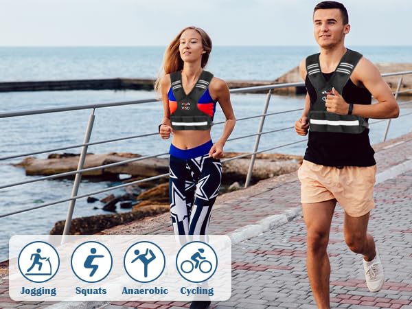 VBSD Adjustable Weighted Vest for Men Women, 4-10lb Vest with 6 Ironsand Weights, Body Weight Vest with Reflective Strip for Running, Walking, Strength Training, Workouts