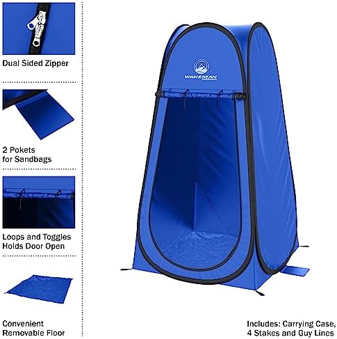 Pop Up Pod - Privacy Shower Tent, Dressing Room, or Portable Toilet Stall with Carry Bag for Camping, Beach, or Tailgate by Wakeman Outdoors