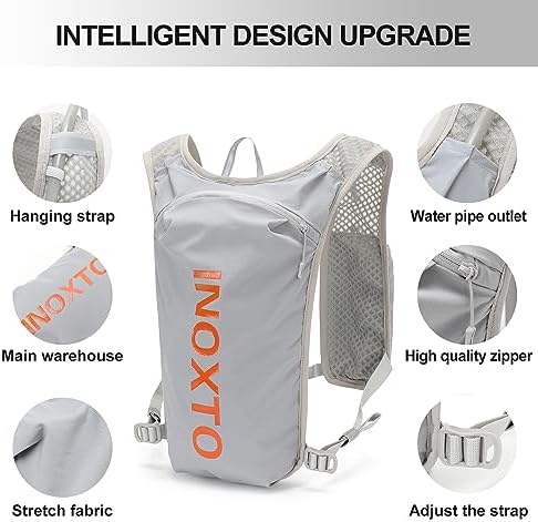 INOXTO Running Hydration Vest Backpack,Lightweight Insulated Pack with 1.5L Water Bladder Bag Daypack for Hiking Trail Running Cycling Race Marathon for Women Men