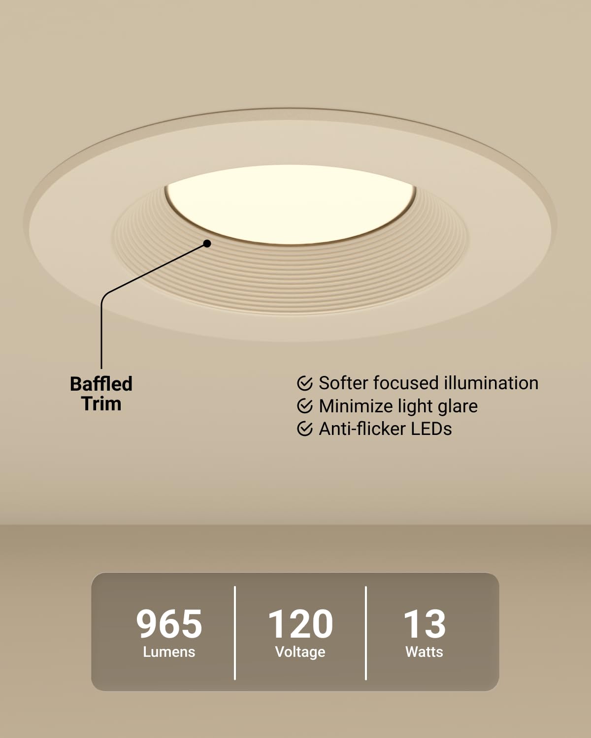 Sunco 12 Pack LED Recessed Lighting 6 Inch, Retrofit Can Lights, 965LM, 13W (100W Equivalent), Selectable CCT 2700K/3000K/3500K/4000K/5000K, Dimmable, Baffle Trim, Damp Rated UL