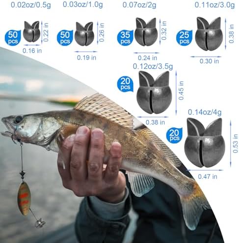 SANWEAL120PCS/200PCS Fishing Weights Sinkers - Premium Split ShotFishing Weights Sinkers - Round Removable Fishing Sinkers - 5/6 Sizes