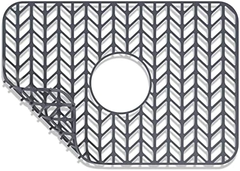 AWOKE Sink Protectors for Kitchen Sink | 18.2"x 12.5" Kitchen Sink Mats for Bottom of Kitchen Sink | Sink Inserts for Kitchen Sink of Stainless Steel Sink | Center Drain (Grey)