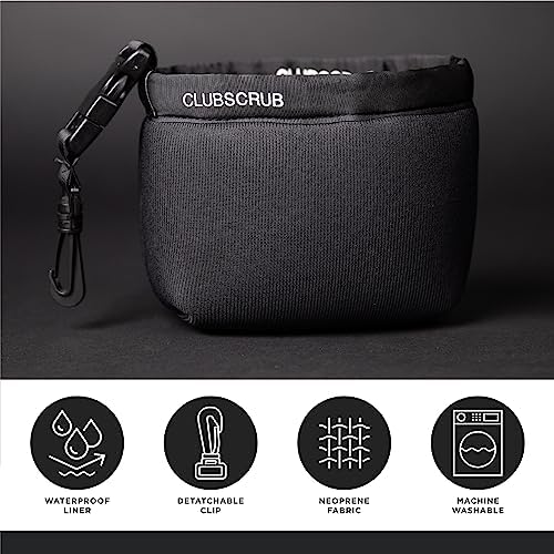 Golf Club and Golf Ball Cleaning Bag, Waterproof Clean Face Technology Liner, Detachable Clip, Machine Washable, Cleans Club Grooves, Dry Exterior (Neoprene or Microfiber Option Available)
