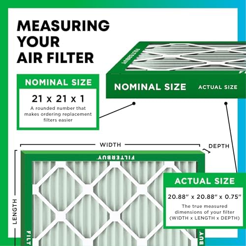 Filterbuy 21x21x1 Air Filter MERV 11 Allergen Defense (6-Pack), Pleated HVAC AC Furnace Air Filters Replacement (Actual Size: 20.88 x 20.88 x 0.75 Inches)