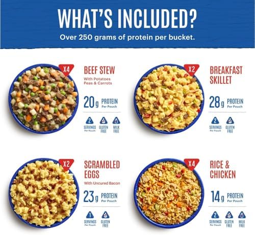 Mountain House Essential Bucket | Freeze Dried Backpacking & Camping Food | 22 Servings | Gluten-Free
