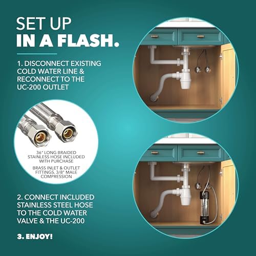 Under Sink Water Filter for Sink Faucet by CuZn, 5 Year Filtration Life, Reduces PFAs, PFOS, Lead, Chlorine, Improves Taste of Tap Water with NSF/ANSI 42 & 372 Certified High Performance