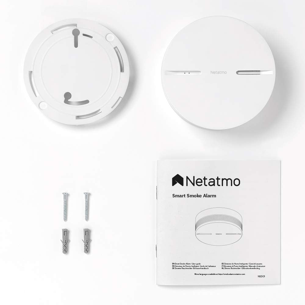 Netatmo Smart Smoke Alarm, 10-Years Battery life, Connected Smoke, Self-Testing, No Hub Necessary, Conforms to EN14604, NSA-UK,White,11.5 x 11.5 x 4.4 centimetres