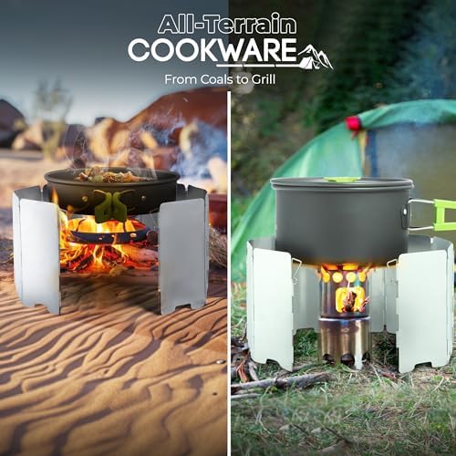 Camping Cookware Set - 19-Piece Lightweight Backpacking Cookware with Pots, Pans, Utensils - Compact Outdoor Cooking Kit for Camping, Hiking, Backpacking & Survival