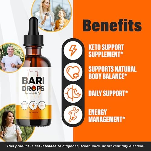 (3 Pack) Bari Drops - GLP-1 Supplement Drops, Bari Drops Premium Formula, Bari Drops Liquid, Bari Drops Extract, BariDrops Premium Formula, Bari Drops Review, BariDrops Premium, 3 Bottles for 90 Days