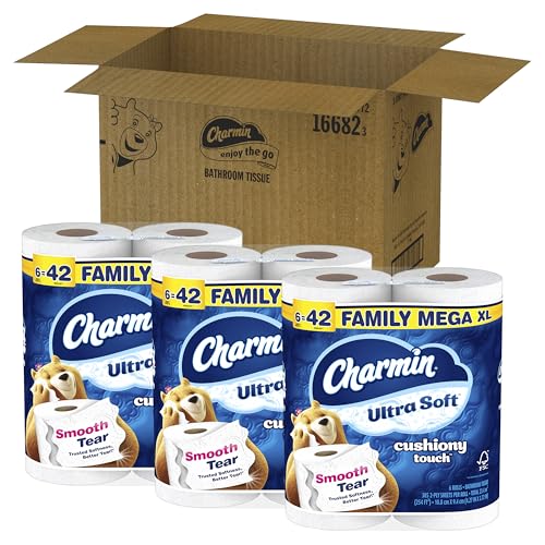 Charmin Ultra Soft Cushiony Touch Toilet Paper, 24 Family Mega Rolls = 123 Regular Rolls