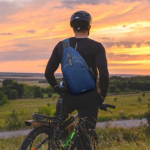 G4Free Sling Bag RFID Blocking Sling Backpack Crossbody Chest Bag Daypack for Hiking Travel(Dark Blue)