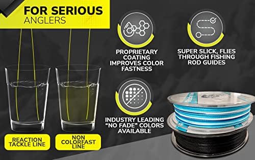 Reaction Tackle Braided Fishing Line - Pro Grade Power Performance for Saltwater or Freshwater Fish - Colored Fishing Line Braid for Extra Visibility