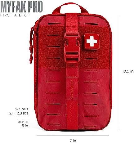 MY MEDIC MyFAK PRO Ifak First Aid Kit - 140 Life Saving Trauma and Medical Items - HSA FSA Eligible Survival Kit for Camping or Your Car - RED