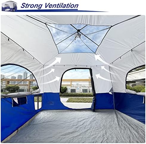 KAMPKEEPER Camping Cube, Converts 10'x10' Straight Leg Canopy into Inner Pop Up Tent, with 1 Dog Hole–Fully Vented Roof(Canopy & Frame NOT Included), Navy Blue