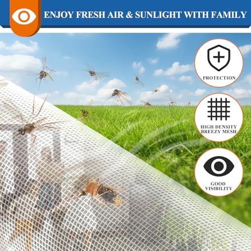 MAGZO Magnetic Screen Door, 32'' x 80'', High-Density Fiber Mesh Net Curtain Scratch-Proof, Pet Friendly, Annoying Creatures-Resistant, Magnets for Sliding Glass/Patio/Single/Front/Back Doors, White