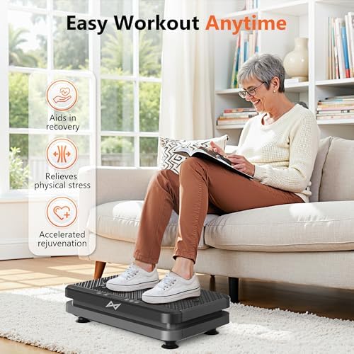 AXV Vibration Plate Fitness Platform Exercise Machine Vibrating Lymphatic Drainage Shaking Full Body Shaker Workout Vibrate Stand Shake Board Sport Gym for Weight Loss Fat Burner for Women Men