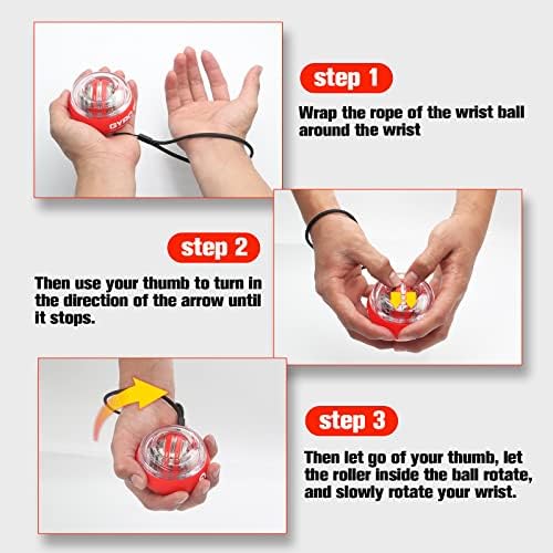 Wrist Trainer Ball Auto-Start Gyroscopic Forearm Exerciser Gyro Ball for Strengthen Arms, Fingers, Bones and Muscles