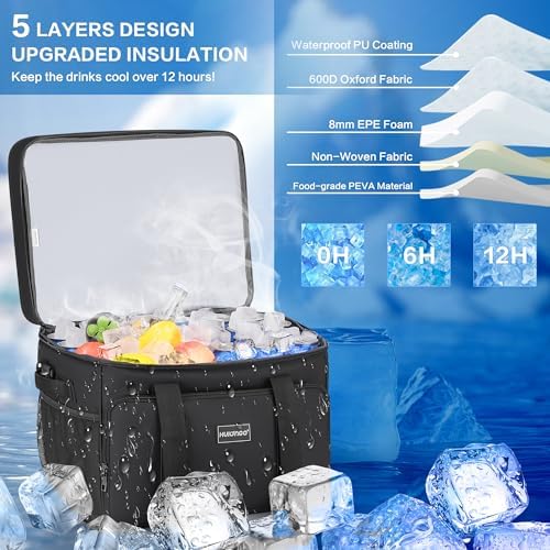 Insulated Soft Cooler Bag, Large Ice Coolers Soft Sided Ice Chest for Beach, Collapsible and Portable
