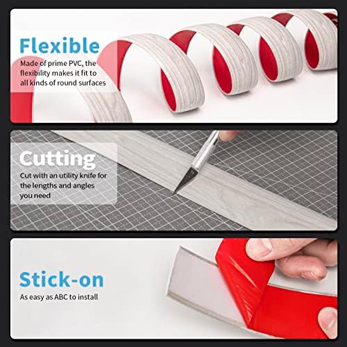 Art3d Self Adhesive Vinyl Floor Transition Strip, Laminate Floor Strip Floor Flat Divider Strip for Joining Floor Gaps, Carpet Threshold Transition, Floor Tiles (10 FT, 1.57in, White-Washed)