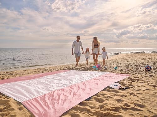 WEKAPO Beach Blanket Sandproof Waterproof, Extra Large Beach Mat, Oversized & Compact Sand Free Mat Quick Drying, Lightweight & Durable with 6 Stakes & 4 Corner Pockets