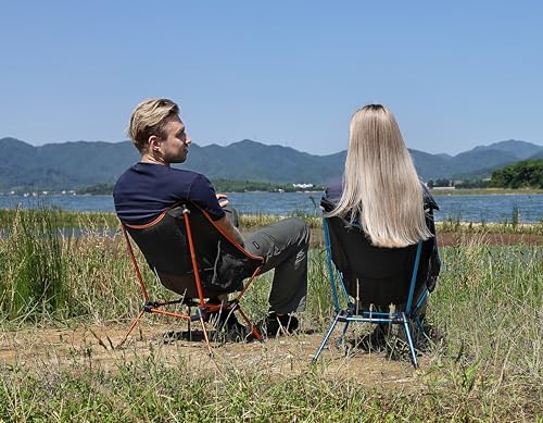 MARCHWAY Ultralight Folding Camping Chair, Heavy Duty Portable Compact for Outdoor Camp, Travel, Beach, Picnic, Festival, Hiking, Lightweight Backpacking (Orange)