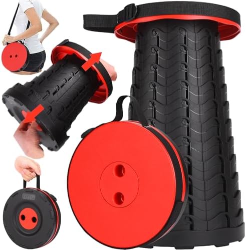 Fishboy Upgraded Collapsible Stool, 400lbs Max Weight, Lightweight But Sturdy, Portable Retractable Folding Telescoping Foldable Camping Stool for Adults Outdoor Fishing Hiking Gardening Travel BBQ
