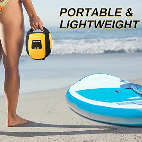 Paddle Board Pump Electric Portable, SUP Pump for Paddleboard, 20PSI Air Compressor with Auto-Off, Deflation Function and 12V DC Car Connector for Inflatables, Kayaks and Boats