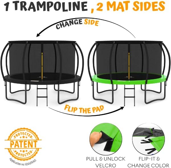 JUMPZYLLA Trampoline Outdoor 8FT 10FT 12FT 14FT 15FT 16FT with Enclosure and Ladder, ASTM Approved Recreational Trampoline for Kids and Adults, Anti-Rust Coated Frame