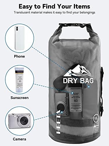 HEETA Dry Bag Waterproof for Women Men, 5L/10L/20L/30L/40L Roll Top Lightweight Dry Storage Bag Backpack with Phone Case for Travel, Swimming, Boating, Kayaking, Camping & Beach, 11 Transparent Colors