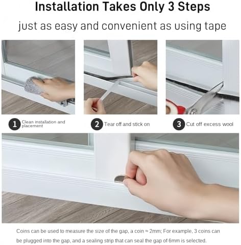 33 Ft Self-Adhesive Weather Stripping Door Seal Strip for Door Window, 0.35" Wide x 0.35" Thick, Gray