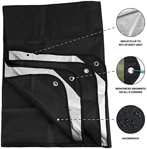 Arcturus Heavy Duty Survival Blanket – Insulated Thermal Reflective Tarp - 60" x 82". All-Weather, Reusable Emergency Blanket for Car or Camping (Black)
