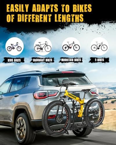 2 Bike Racks for Tow Hitch 180 lbs Capacity for Bikes, Electric eBikes, Fat Tire, Road Bikes and MTB, Tilting Folding E-Bike Rack for Car SUV Pickup Truck RV Camper - 2 inch Receiver