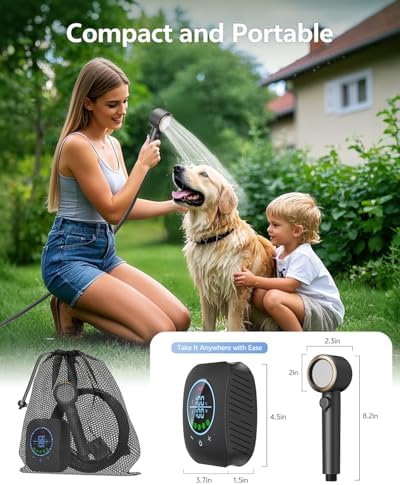 Portable Shower – 8000mAh Rechargeable Camping Shower, 6.0L/min Portable Shower Pump, Outdoor Shower for Camping, Hiking, Traveling, Washing