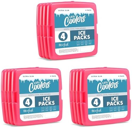 Cool Coolers by Fit + Fresh, Reusable & Long-Lasting Slim Ice Packs, Cold Packs for Lunch Boxes, Ice Packs for Lunch Bags