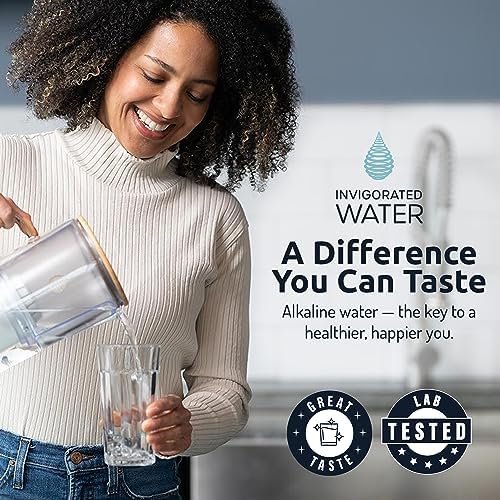 Invigorated Water PH001 Ultra Alkaline Water Filter – Replacement Water Filters for Pitchers – pH Water Filter Cartridge – For Alkaline Water Filter Pitcher, 96 Gallon Capacity (1-Pack White)