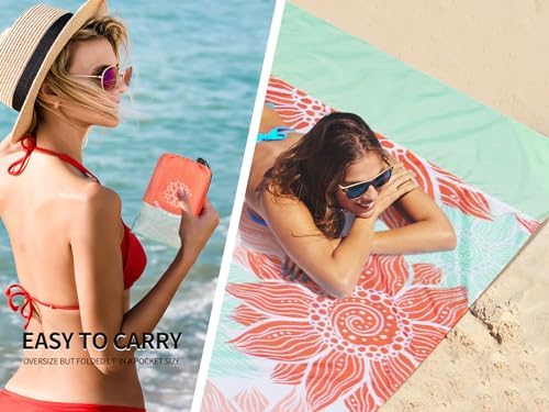 Beach Blanket Waterproof Sandproof Extra Large Beach Mat 79" X 83"/120"x108"for 1-8 Adults Quick Drying Durable Outdoor Picnic Mat for Beach Travel Camping Hiking