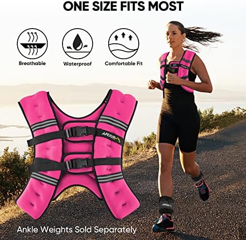 APEXUP Weighted Vest with 5lbs/10lbs/15lbs/20lbs/25lbs/30lbs Weights and Reflective Stripe, Weight Vest Men Women for Workout, Strength Training, Running