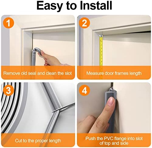 40 Feet Door Weather Stripping for Large Gap, Kerf Door Seal for Easy Installation (Grey)