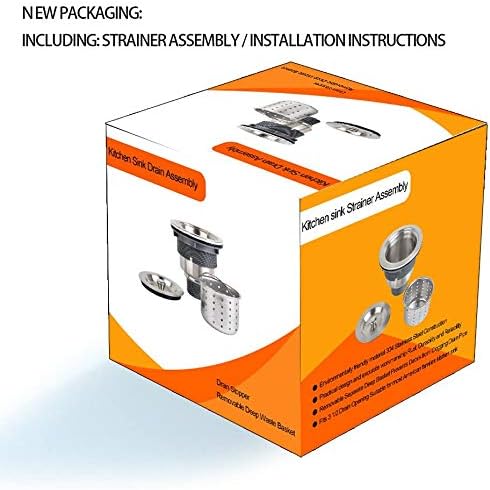 3-1/2 Inch Sink Drain Assembly Kit, Removable Deep Sink Strainer Basket with Sink Stopper/Sealing Lid for Home, Kitchen, Stainless Steel
