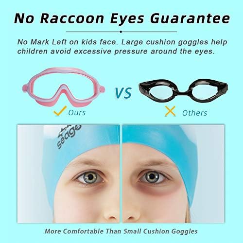 Seago Swim Goggles 2 Pack Anti-Fog Anti-UV Wide View Swimming Goggles for Kids 3-15