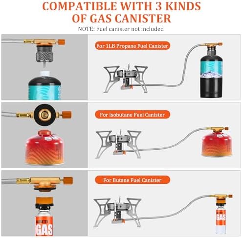 6800W Portable Windproof Camping Stove - Foldable Backpacking Stove with Piezo Ignition, Fuel Canister Adapter & Carry Case for Outdoor Cooking, Hiking & Picnics